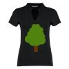 Women's corporate short-sleeved top v-neck mandarin collar (regular fit) Thumbnail