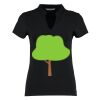 Women's corporate short-sleeved top v-neck mandarin collar (regular fit) Thumbnail