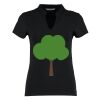 Women's corporate short-sleeved top v-neck mandarin collar (regular fit) Thumbnail