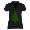 Women's corporate short-sleeved top v-neck mandarin collar (regular fit) Thumbnail