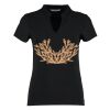 Women's corporate short-sleeved top v-neck mandarin collar (regular fit) Thumbnail