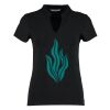 Women's corporate short-sleeved top v-neck mandarin collar (regular fit) Thumbnail