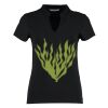 Women's corporate short-sleeved top v-neck mandarin collar (regular fit) Thumbnail