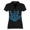 Women's corporate short-sleeved top v-neck mandarin collar (regular fit) Thumbnail