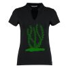 Women's corporate short-sleeved top v-neck mandarin collar (regular fit) Thumbnail