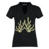 Women's corporate short-sleeved top v-neck mandarin collar (regular fit) Thumbnail