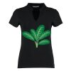 Women's corporate short-sleeved top v-neck mandarin collar (regular fit) Thumbnail