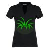 Women's corporate short-sleeved top v-neck mandarin collar (regular fit) Thumbnail