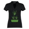 Women's corporate short-sleeved top v-neck mandarin collar (regular fit) Thumbnail