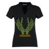 Women's corporate short-sleeved top v-neck mandarin collar (regular fit) Thumbnail