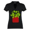 Women's corporate short-sleeved top v-neck mandarin collar (regular fit) Thumbnail