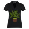 Women's corporate short-sleeved top v-neck mandarin collar (regular fit) Thumbnail