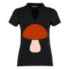 Women's corporate short-sleeved top v-neck mandarin collar (regular fit) Thumbnail