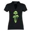 Women's corporate short-sleeved top v-neck mandarin collar (regular fit) Thumbnail