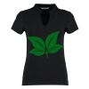 Women's corporate short-sleeved top v-neck mandarin collar (regular fit) Thumbnail