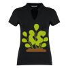 Women's corporate short-sleeved top v-neck mandarin collar (regular fit) Thumbnail