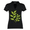 Women's corporate short-sleeved top v-neck mandarin collar (regular fit) Thumbnail