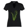 Women's corporate short-sleeved top v-neck mandarin collar (regular fit) Thumbnail