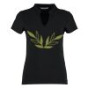 Women's corporate short-sleeved top v-neck mandarin collar (regular fit) Thumbnail
