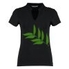 Women's corporate short-sleeved top v-neck mandarin collar (regular fit) Thumbnail