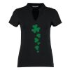 Women's corporate short-sleeved top v-neck mandarin collar (regular fit) Thumbnail