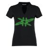 Women's corporate short-sleeved top v-neck mandarin collar (regular fit) Thumbnail