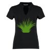 Women's corporate short-sleeved top v-neck mandarin collar (regular fit) Thumbnail