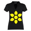 Women's corporate short-sleeved top v-neck mandarin collar (regular fit) Thumbnail