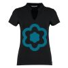 Women's corporate short-sleeved top v-neck mandarin collar (regular fit) Thumbnail