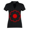 Women's corporate short-sleeved top v-neck mandarin collar (regular fit) Thumbnail