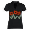 Women's corporate short-sleeved top v-neck mandarin collar (regular fit) Thumbnail