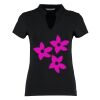 Women's corporate short-sleeved top v-neck mandarin collar (regular fit) Thumbnail