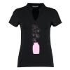 Women's corporate short-sleeved top v-neck mandarin collar (regular fit) Thumbnail