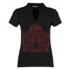 Women's corporate short-sleeved top v-neck mandarin collar (regular fit) Thumbnail