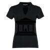 Women's corporate short-sleeved top v-neck mandarin collar (regular fit) Thumbnail
