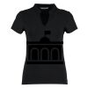 Women's corporate short-sleeved top v-neck mandarin collar (regular fit) Thumbnail