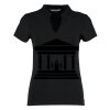 Women's corporate short-sleeved top v-neck mandarin collar (regular fit) Thumbnail