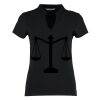Women's corporate short-sleeved top v-neck mandarin collar (regular fit) Thumbnail