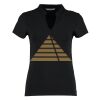 Women's corporate short-sleeved top v-neck mandarin collar (regular fit) Thumbnail