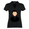 Women's corporate short-sleeved top v-neck mandarin collar (regular fit) Thumbnail