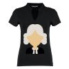 Women's corporate short-sleeved top v-neck mandarin collar (regular fit) Thumbnail