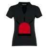 Women's corporate short-sleeved top v-neck mandarin collar (regular fit) Thumbnail