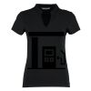 Women's corporate short-sleeved top v-neck mandarin collar (regular fit) Thumbnail