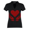 Women's corporate short-sleeved top v-neck mandarin collar (regular fit) Thumbnail