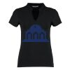Women's corporate short-sleeved top v-neck mandarin collar (regular fit) Thumbnail