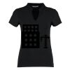 Women's corporate short-sleeved top v-neck mandarin collar (regular fit) Thumbnail
