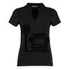 Women's corporate short-sleeved top v-neck mandarin collar (regular fit) Thumbnail