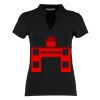 Women's corporate short-sleeved top v-neck mandarin collar (regular fit) Thumbnail