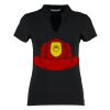 Women's corporate short-sleeved top v-neck mandarin collar (regular fit) Thumbnail