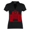 Women's corporate short-sleeved top v-neck mandarin collar (regular fit) Thumbnail